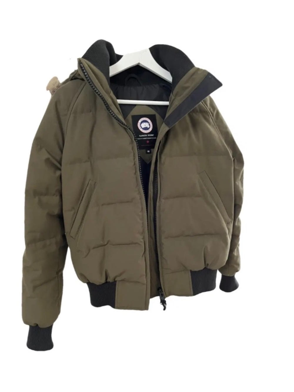 Canada goose army green bomber jacket